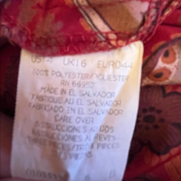 Vintage Leslie Fay Pleated Burgundy Floral Paisley Skirt Side Zip/Button Sz 14 - Picture 9 of 10